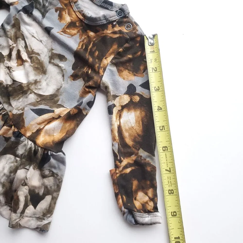 Posh Peanut Long Sleeve Bodysuit Twirl Dress 0-3 Month Floral Camo Bamboo